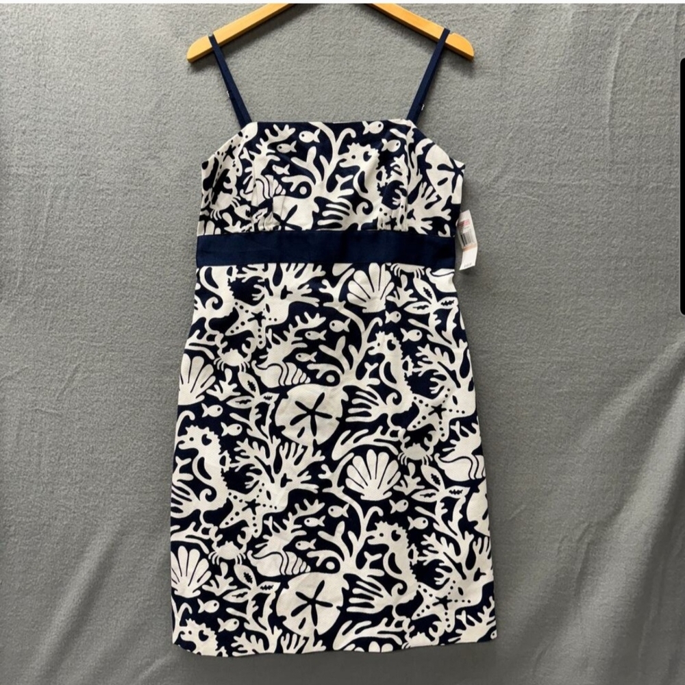 Vineyard Vines Dress Womens 12 Carolyn Cami Sea Life Blue White Coastal NEW